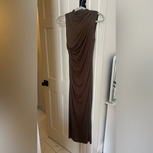 Zara Brown Draped Maxi Dress